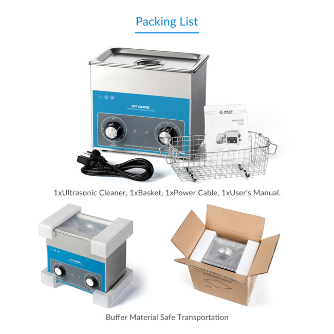 GT SONIC 100W 40KHz 3L Parts Ultrasonic Cleaner For Injector