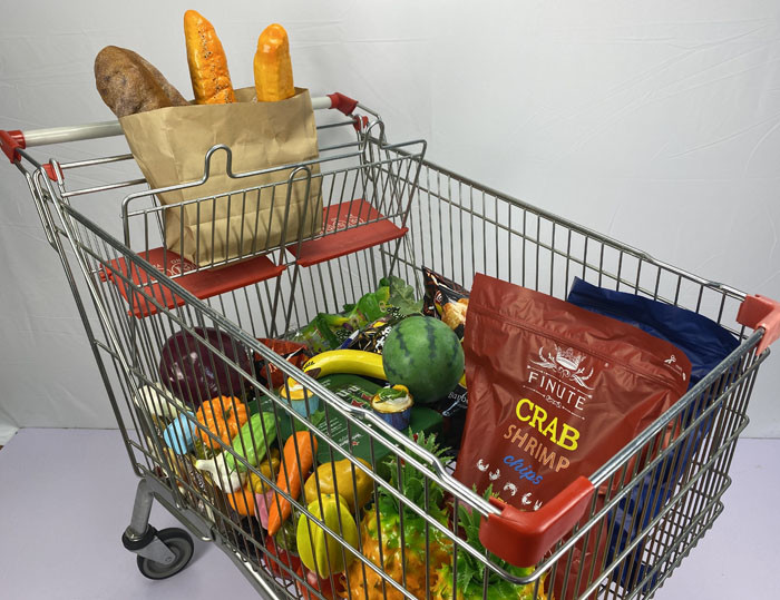 Super Large 275L Metal Shopping Cart Trolley With Foldable Double Child Seats