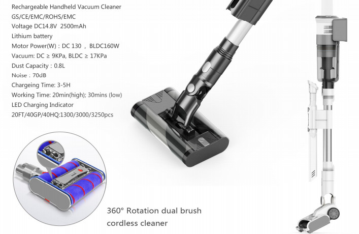 Recharge Handheld Stick Vacuum Cleaner BLDC Motor Rotation Roll Brush Floor Cleaning