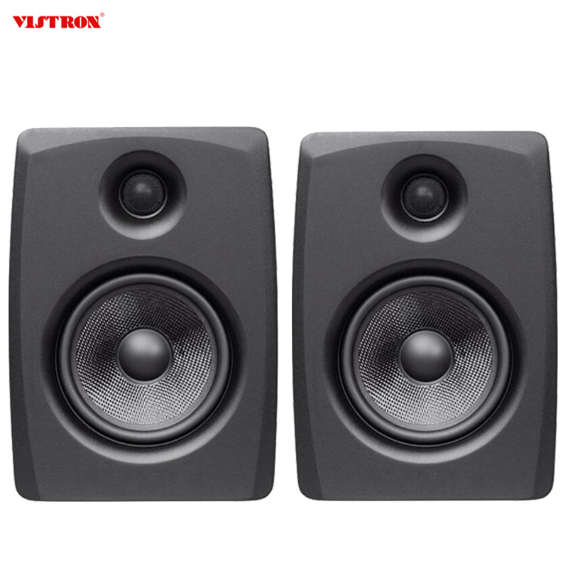 Active Bookshelf Speakers Black Studio Monitor Speakers For Computer PC Gaming Monitor