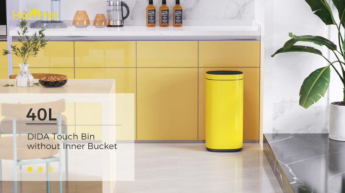 30L/40L/50L Capacity Powder Coating Office Trash Can with Touch Button Sustainable Button Open Bin