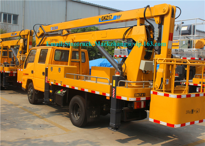 XCMG 14/17/20m Elevating Platform Truck / Man Lift Boom Truck 3 People Seating :