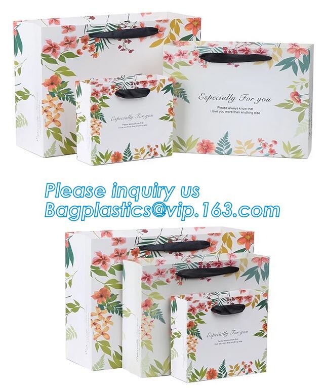 flat paper handle customized design shopping gift printed kraft paper bag,Paper Carrier Bag With Personalization Logo Fo