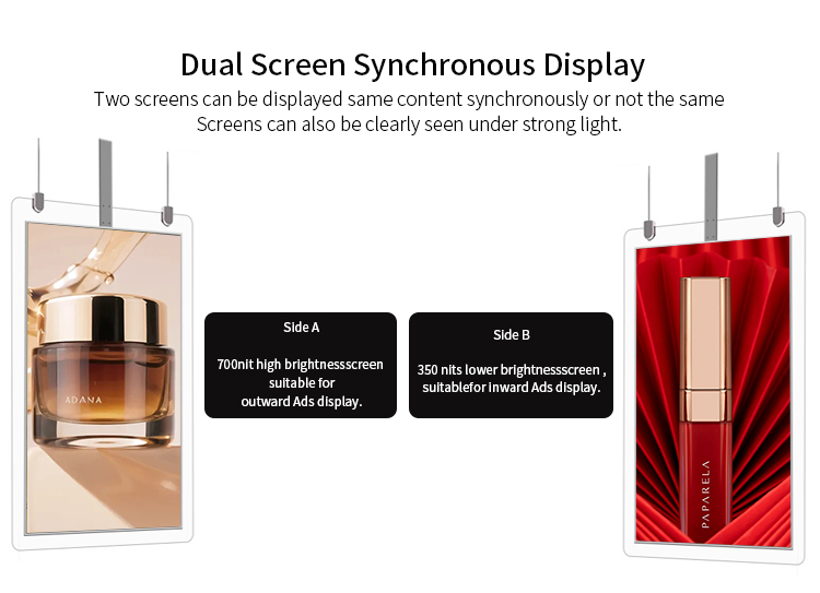 VETO Ultra Thin Hanging Double-sided Digital Signage 45 43 55 49 Inch High Brightness LCD Advertising Screen