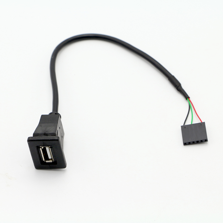 Snap Panel Mount USB Female Socket to Dupont Connector Wire Cable