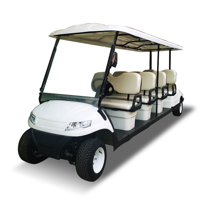 White 8 Seater High Performance NEV Golf Cart Vehicle 120Miles 48v 60v 72v For Community Club