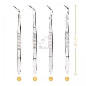 Buy cheap Surgical Serrated Handle 16cm Dental Tweezer Single Curved Pointed product