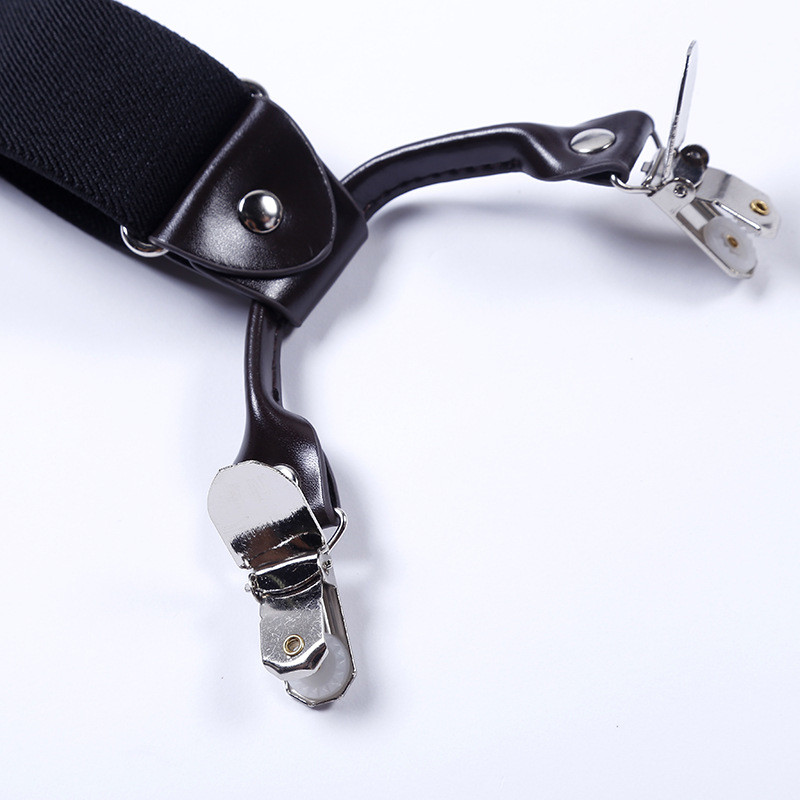 Elastic Black Leather Suspenders Mens Fashion 3.5cm Width