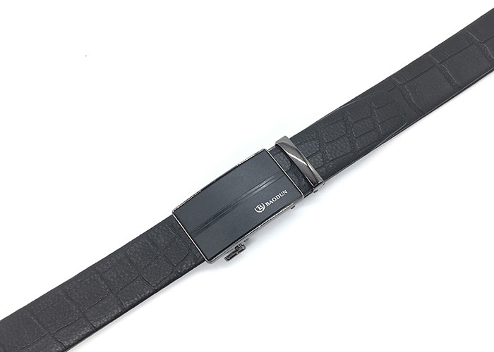 3.5cm Men Leather Ratchet Dress Belt With Automatic Click Slide Buckle