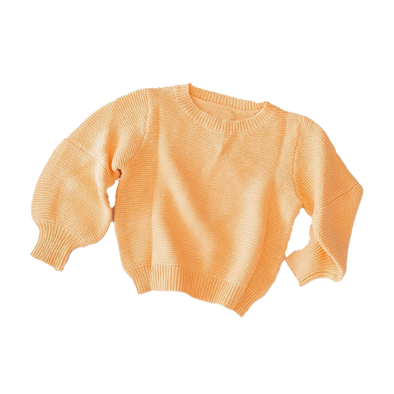 Relaxed Fit 2 PCS Knit Wear Puff Sleeves Sweater Drawstring Knit Shorts 100% Cotton Kids Wear