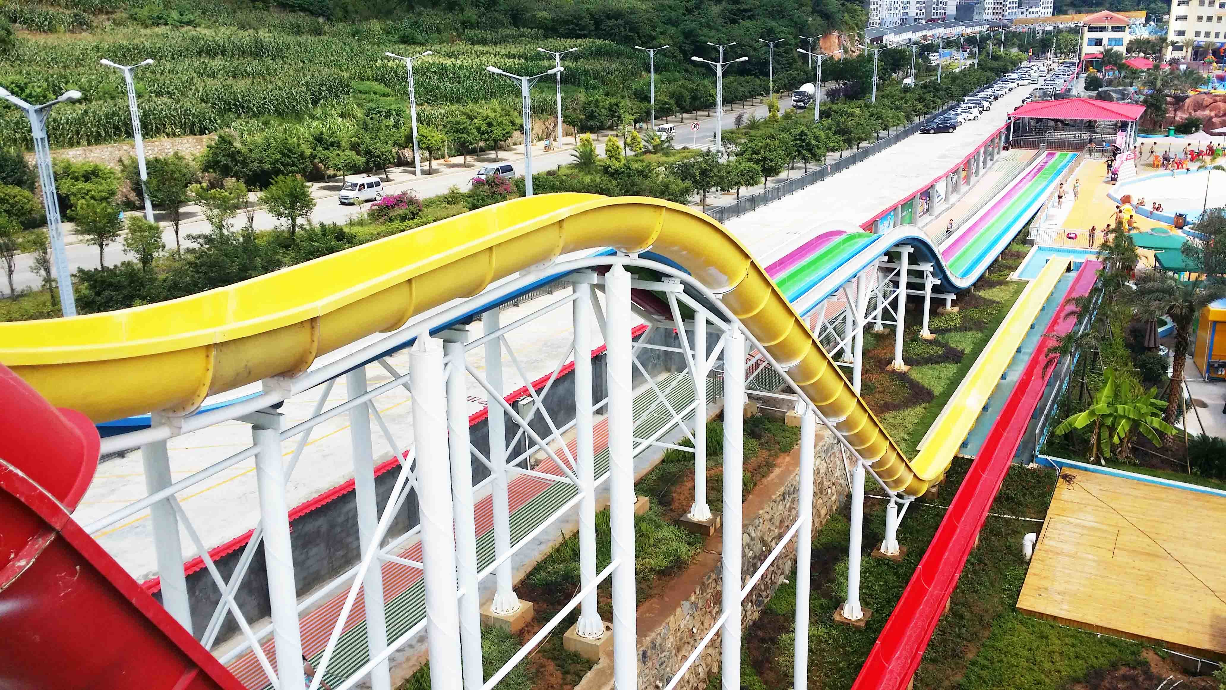 Fiberglass Custom Water Slides High Speed For Amusement Water Park 1 Person / Lane