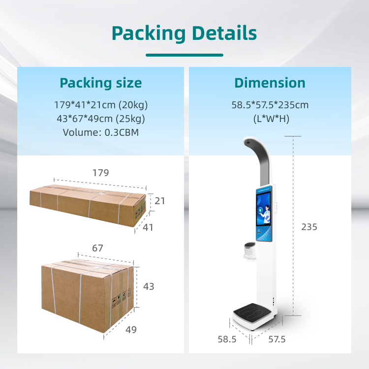 Advanced 19 Inch Android Advertising Multi Parameters Health Kiosk BMI Machine Body Height Weight Scale for Hospital