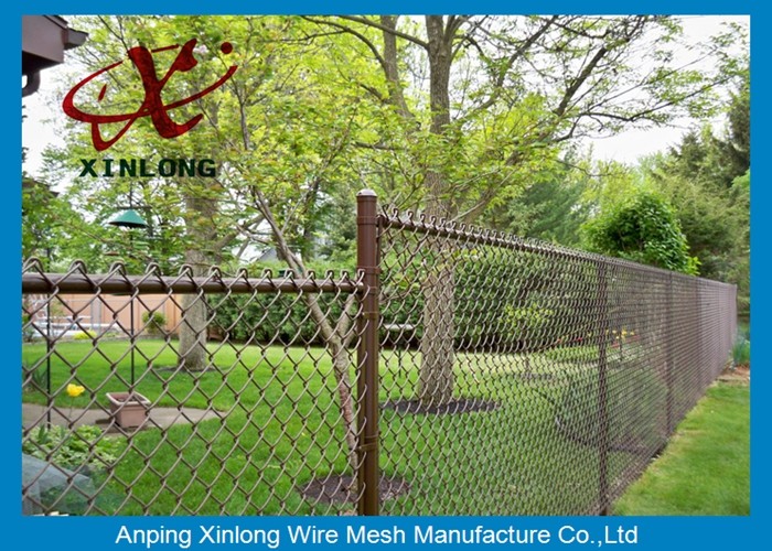 50*50mm PVC Coated Chain Link Fence / Diamond Wire Mesh Round Post Type