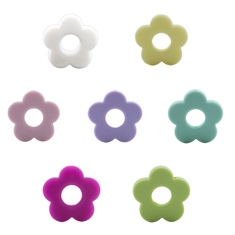 Flower Holes Silicone Teething Bead 4.5cm For DIY Pacifier Clip Chew Necklace