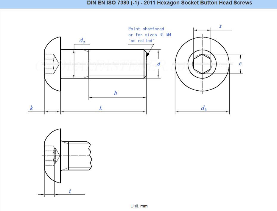 SUS304 Stainless Steel Hex Socket Button Head Cap Screws with INCH Measurement System