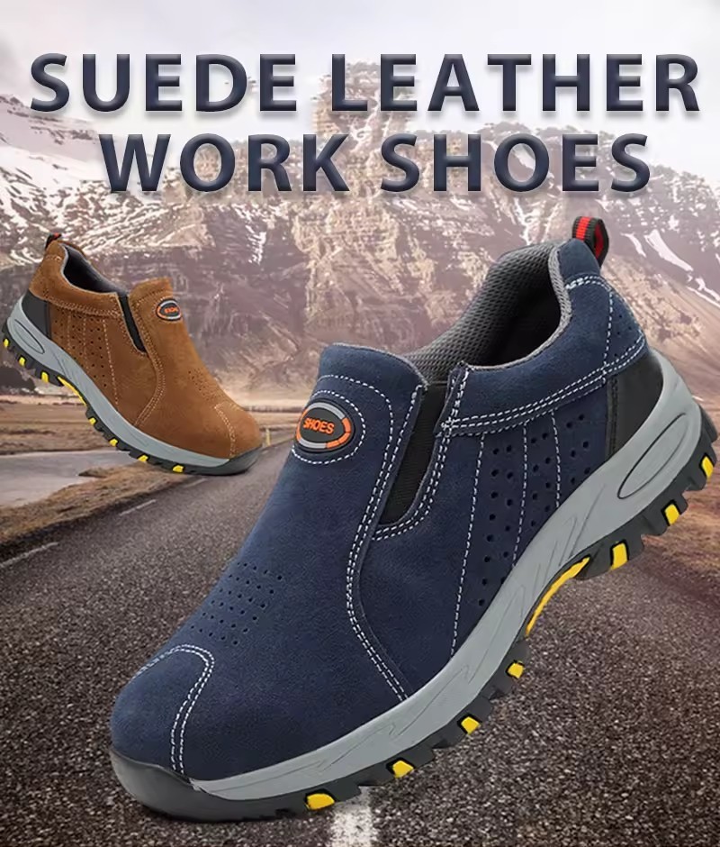 Hot Sale No Lace Non Slip Leather Woodland Steel Toe Construction Safety Work Shoes For Women Men