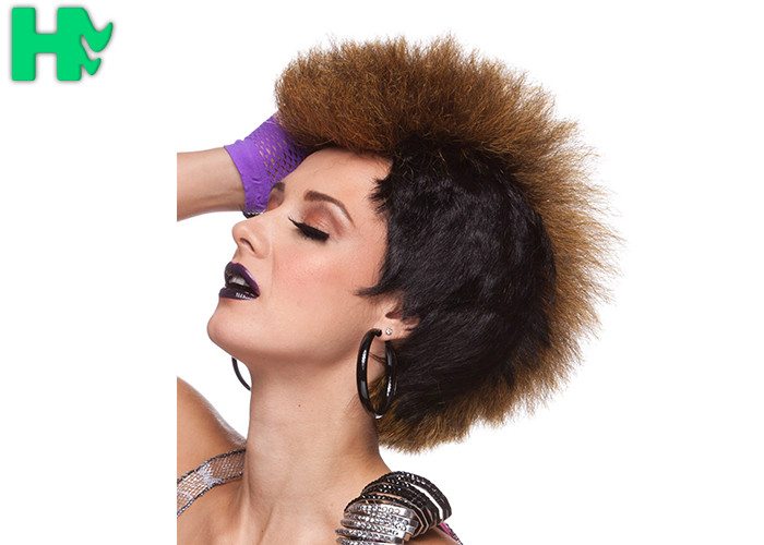 Eco - Friendly Synthetic Fiber Cosplay Short Wigs , Custom Color Sports Fan Wigs
