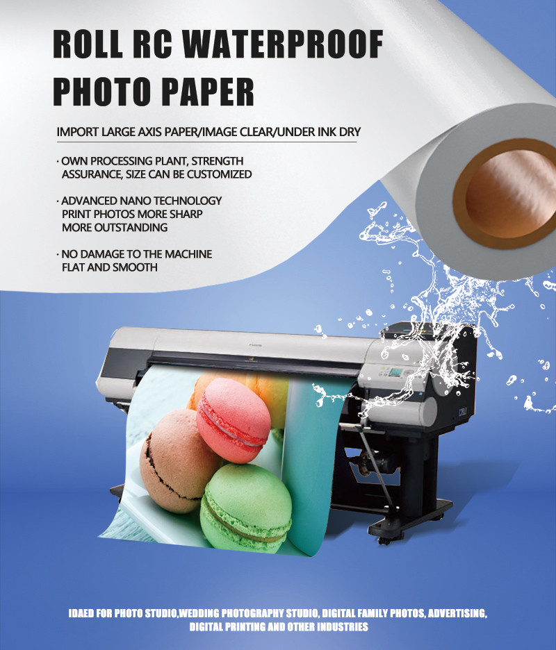 17 Inch 30M Roll Double Sided Glossy Inkjet Paper Resin Coated 240gsm