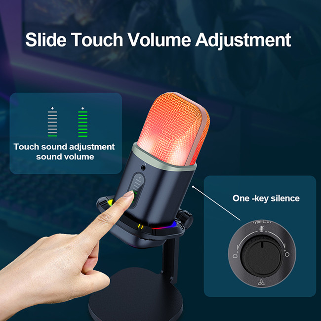 Non Slip USB Condenser Microphone 192khz 24bit For Podcasting / Gaming