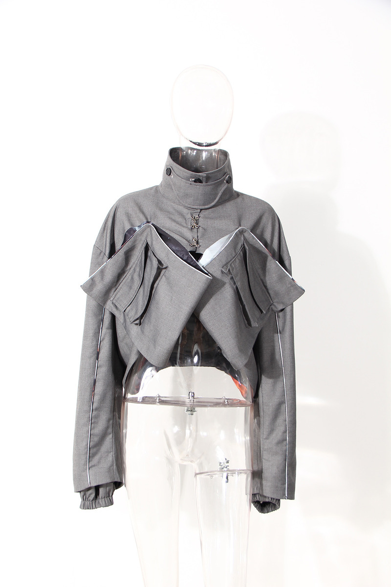 Fashion New Arrival Winter Waterproof Jackets Short Coats Printing Pockets Splicing Bomber Jacket