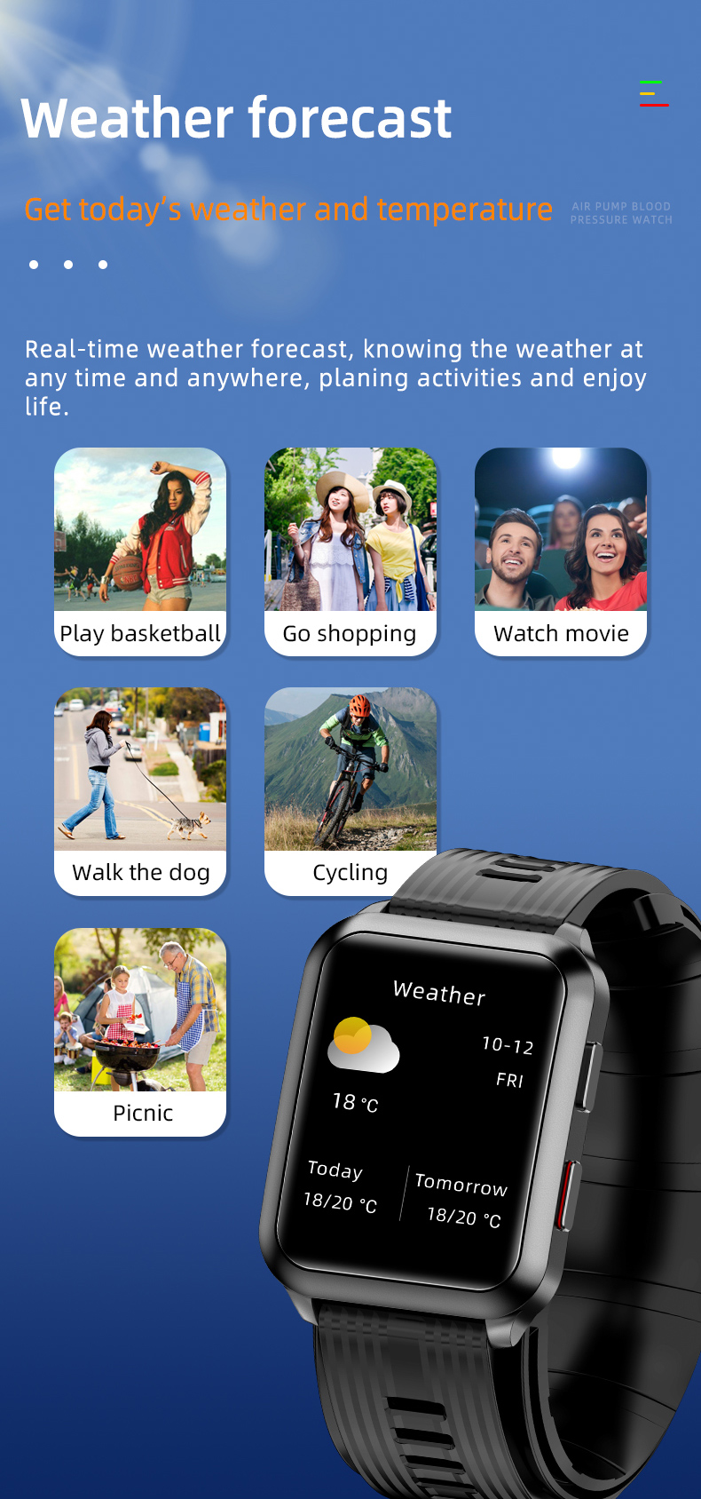 Body Temperature Blood Oxygen Smartwatch Medical Device IP67 with big screen