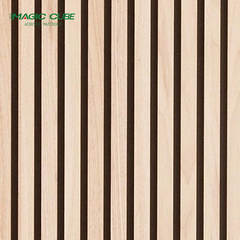 Natural 15mm Thickness Oak Slat Wall Panel Flame Retardant with Black MDF