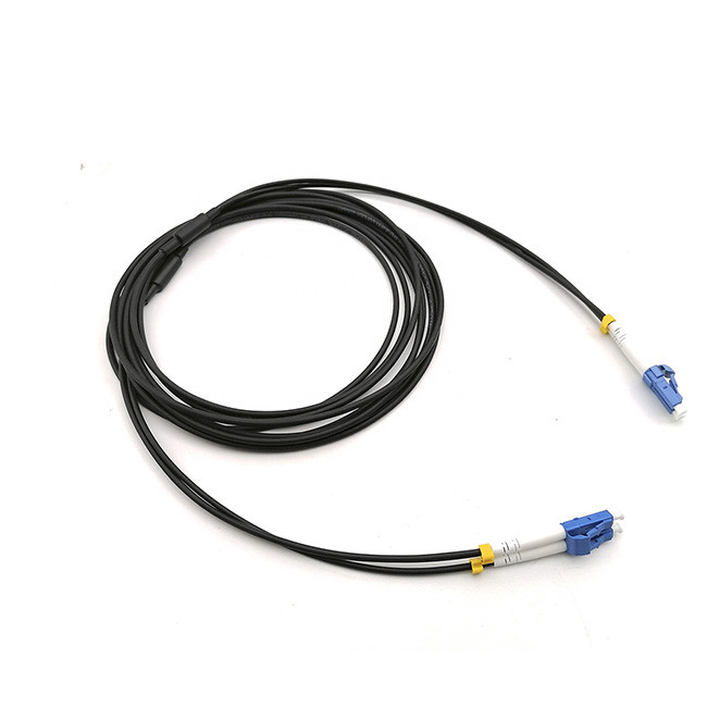 Outdoor Tactical Armored Fiber Optic Patch Cable 2 Core LC UPC G657A1 3.3mm TPU