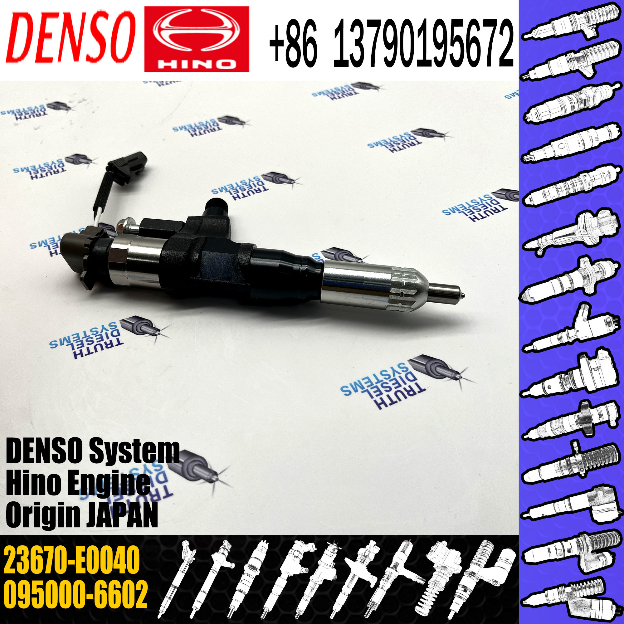095000-6602 Diesel Fuel Injector 23670-E0040 For HINO J08C J08E