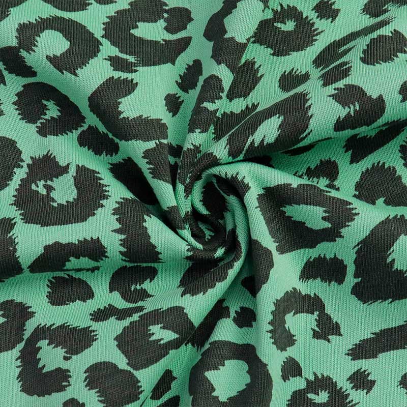 100% Cotton180cm Stretch Knitted Fabric 240gsm Leopard Print Jersey Fabric
