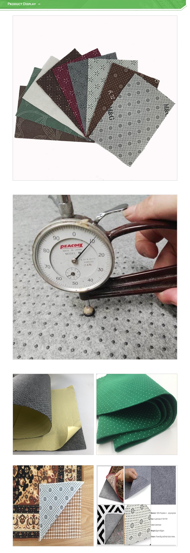 PVC Point Non Woven Composite Needle Punched Felt Fabric Non Slip Carpet Backing Cloth