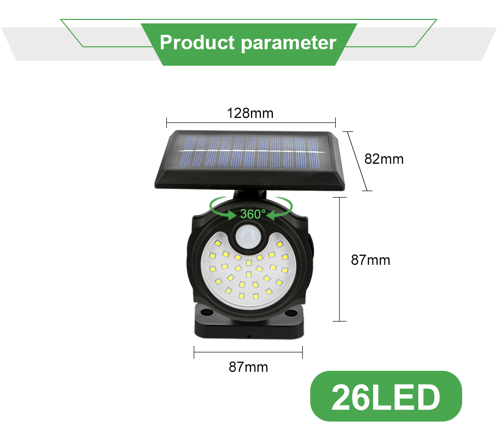 2400mAh 120LED USB Rechargeable Motion Sensor Light Three Head 140COB