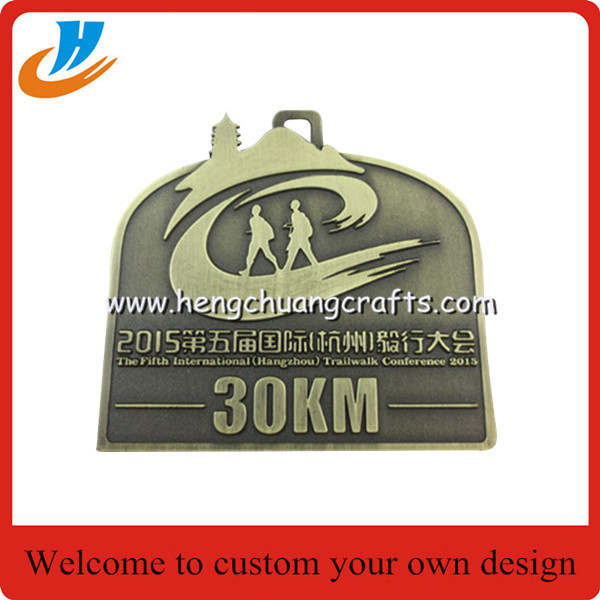 3D Embossed Die cast Award medals, Highly Detailed 3D silver metal medal with ribbon