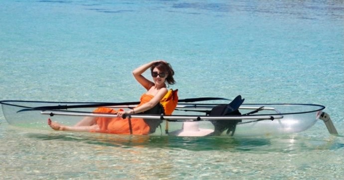 PC Floor Clear Boat Kayaking With Bottom / Surf Ski Kayak For Water Recreation