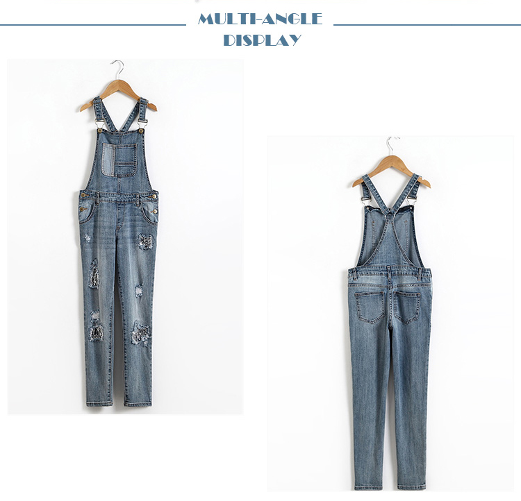 Custom Logo Teen Girls Denim Clothes Adjustable Strap Denim Fabric Overalls