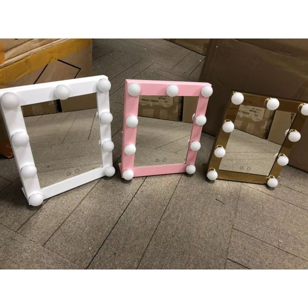 Customized LED Desktop Mirror / Smart Vanity USB Hollywood Bulb Mirror