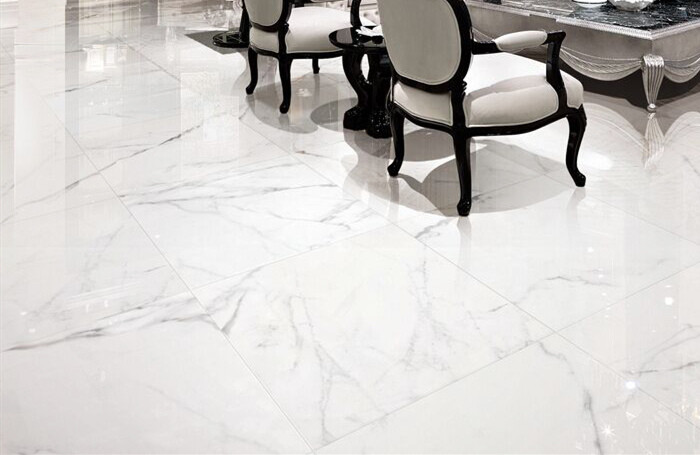 Super White Carrara Polished Porcelain Tile 24x48 Size 12 Mm Thickness
