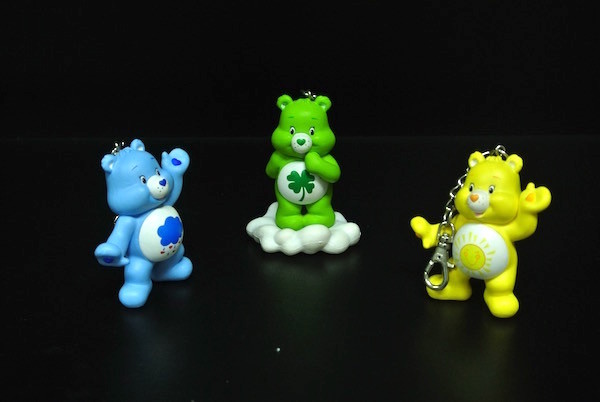 Rainbow Color Key Ring Plastic Toy Figures Care Bear Sell For Collection For kids