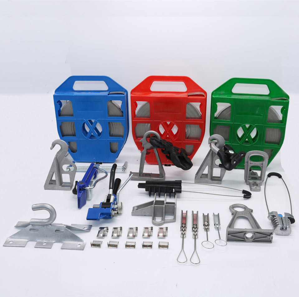 Fiber Optic Overhead Metal Cable Anchor Clamp Stainless Steel Banding Strap Tension