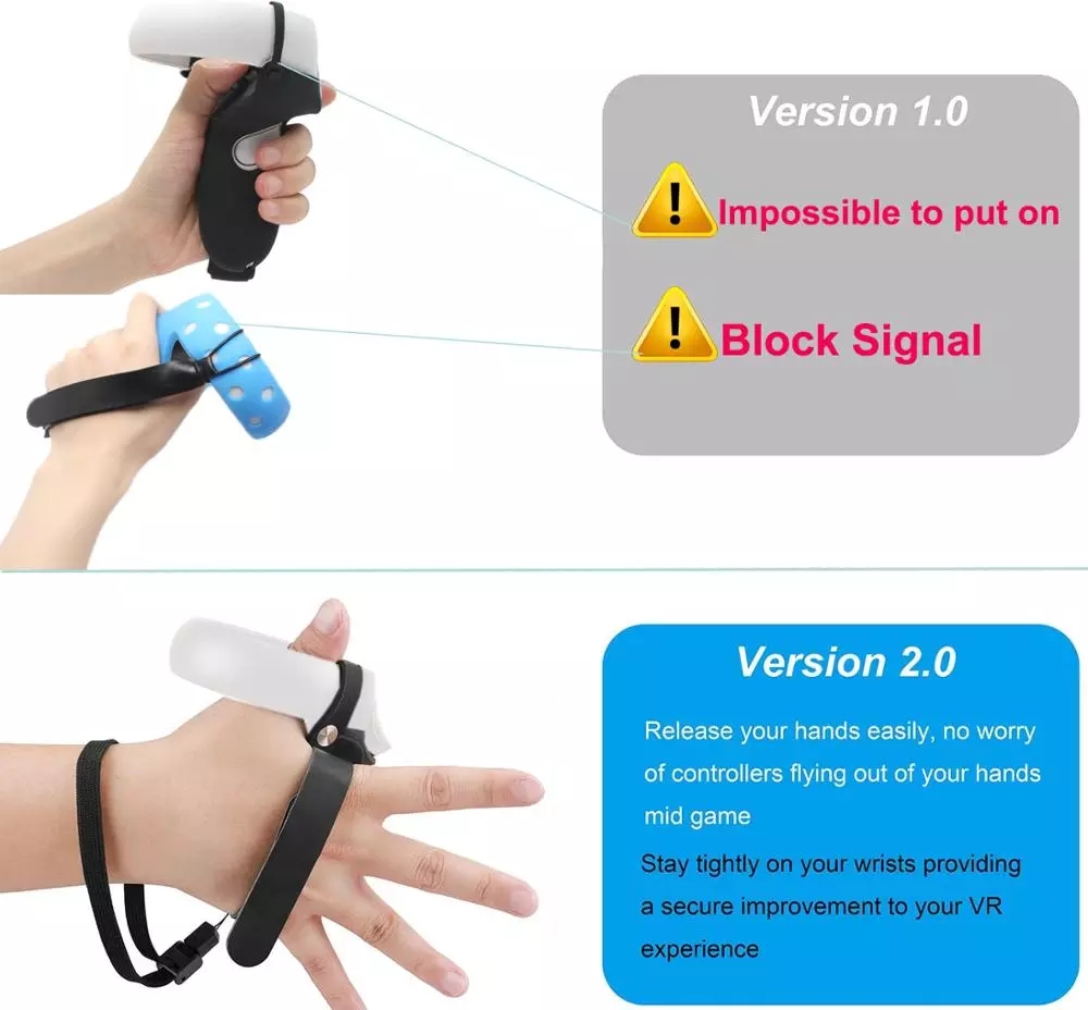 2021 5in1 Knuckle Strap+Grip Cover+Hand Strap+VR Lens Dust cover+Thumb Button for Oculus Quest 2 VR Controller Accessories