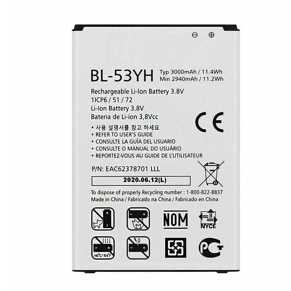 3000mAh LG Cell Phone Battery Naked BL 53YH LG G3 D855 Battery 3.8V