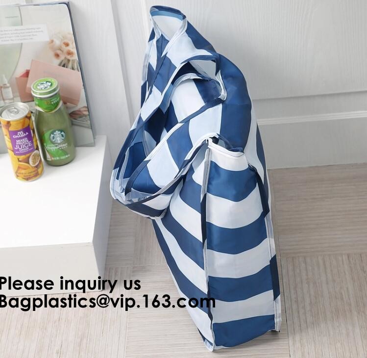 Printing Logo Polyester Handled Foldable Tote Bag With Snap Closure Foldable Bag Pocket Folding Nylon Shopping Bag