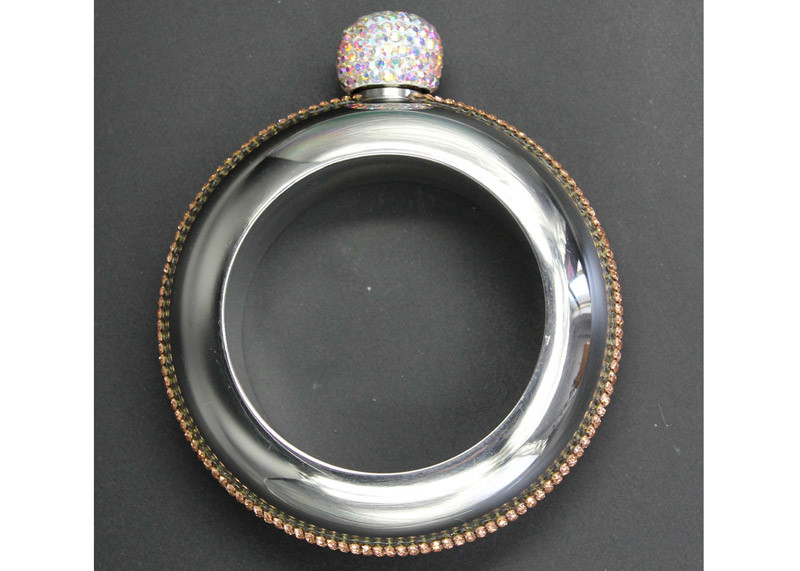 Stick Drilling Wine Pot Ladies Hip Flask Bracelet 3.5oz Round Electroplated