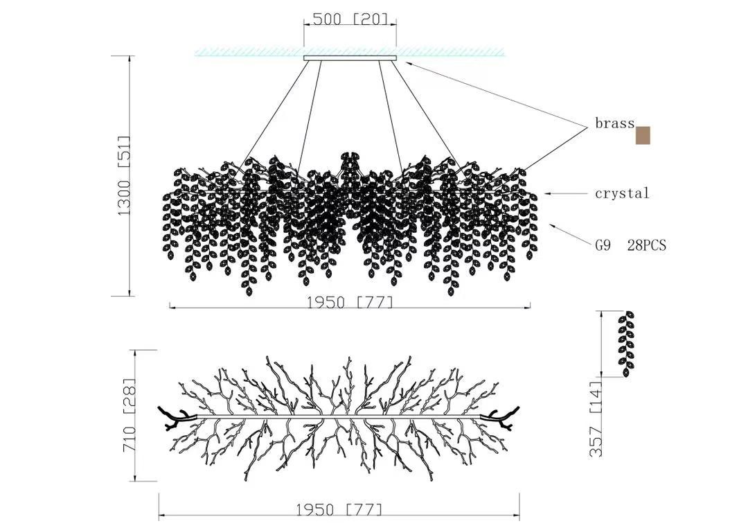 Living Room / Bedroom Metal K9 Crystal Chandelier 15m2 - 30m2 111V~240V
