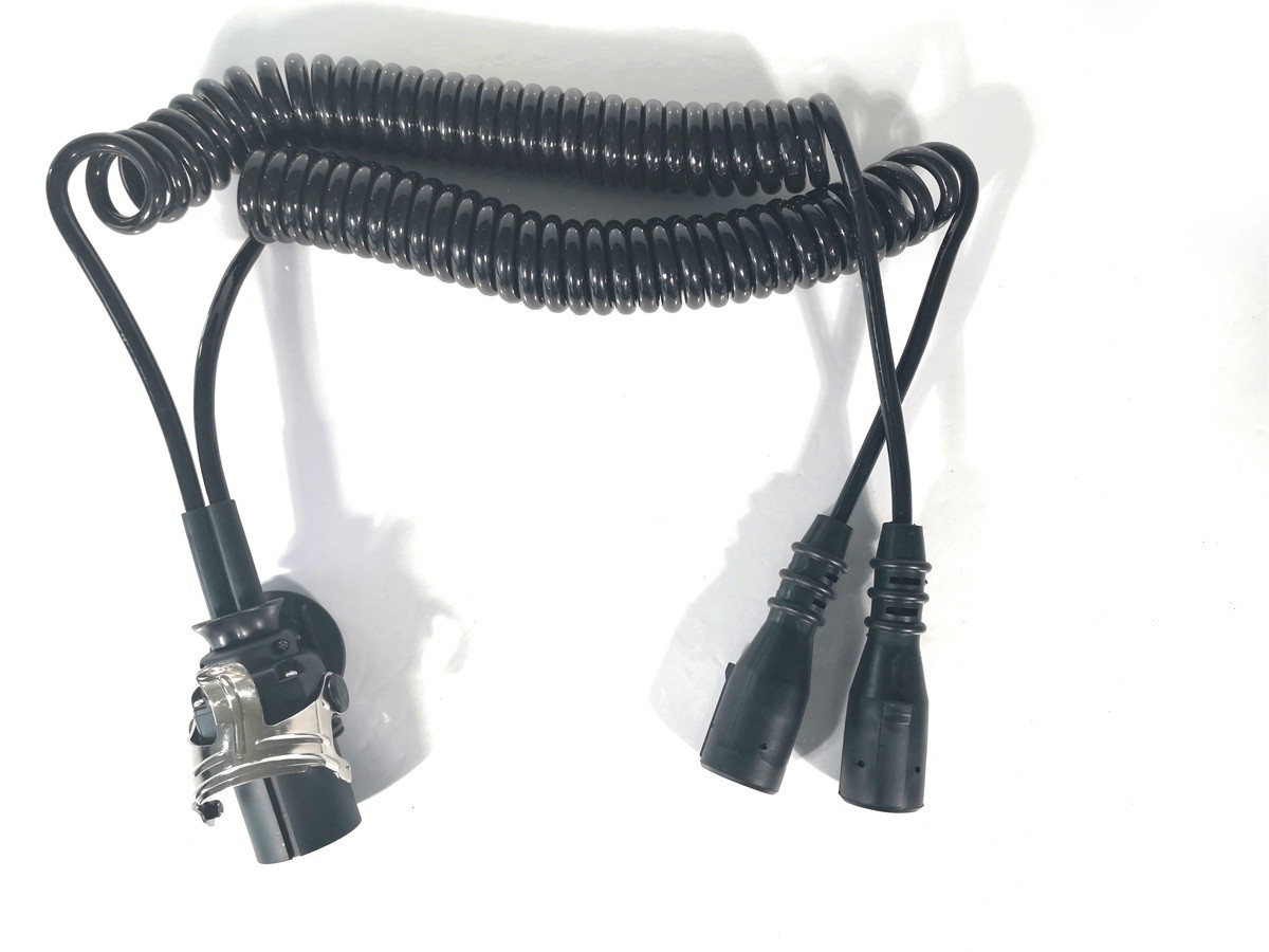 24V Adaptor Trailer Cable Electrical Coiled With Moulded Plug ISO1185/3717