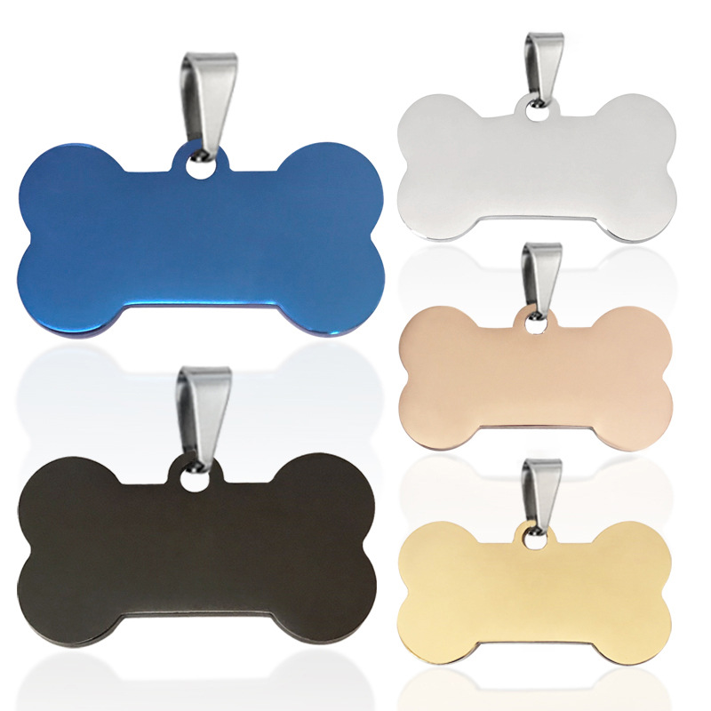 Stainless Steel Dog Name Tags Silver Blue Dog Id Tags Engraved
