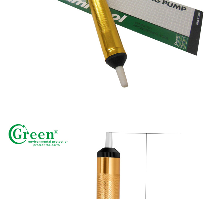 Gold Desoldering Vacuum Pump / Desoldering Tool For Tin Wire Soldering Green DP018