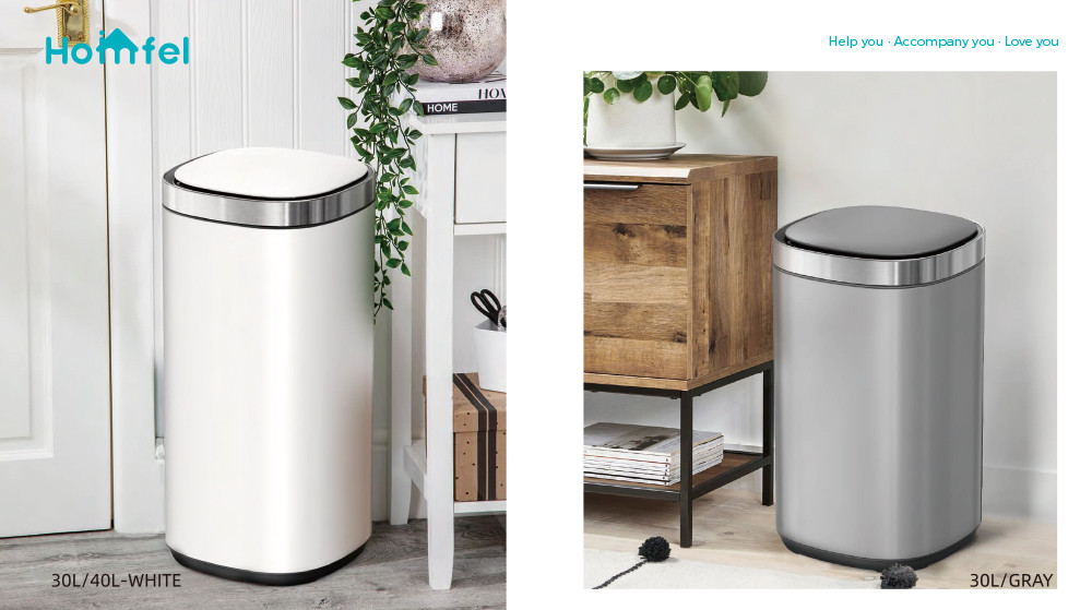 High Capacity Household Motion Sensor Trash Bin Stainless Steel Smart Sensor Bin Automatic Trash Can for Living Room 40L