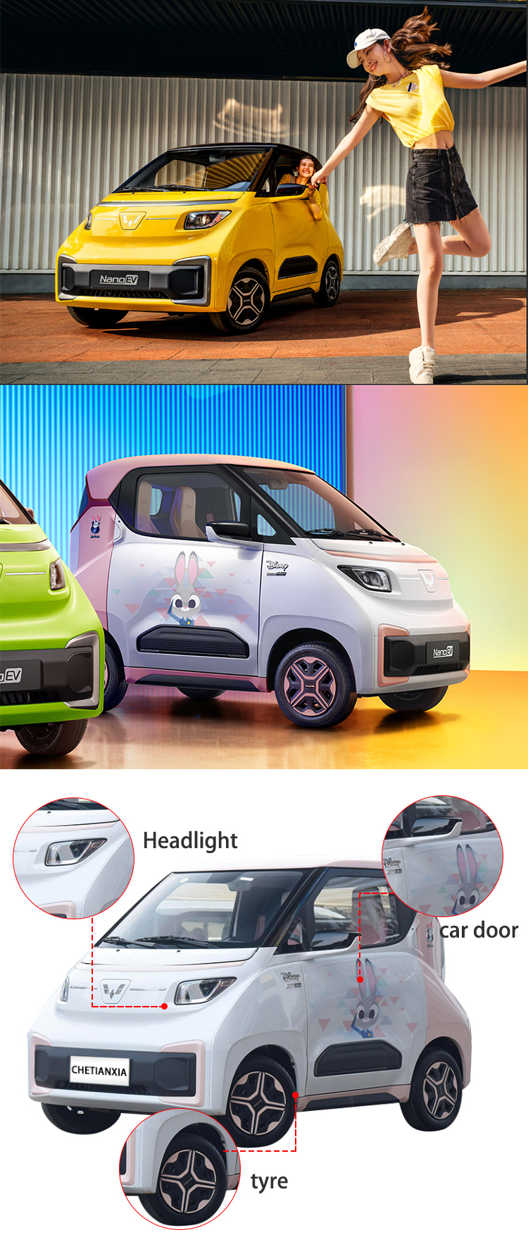 Versatile Compact Electric Cars Eco Friendly Small EV Cars Vehicles Wuling Nano
