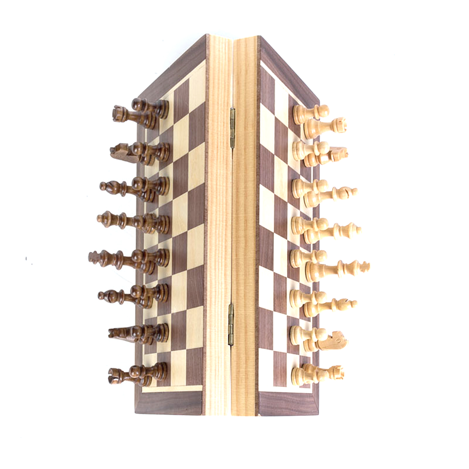 Checkers 1.97in Large Folding Chess Board Wooden Magnetic Chess Set