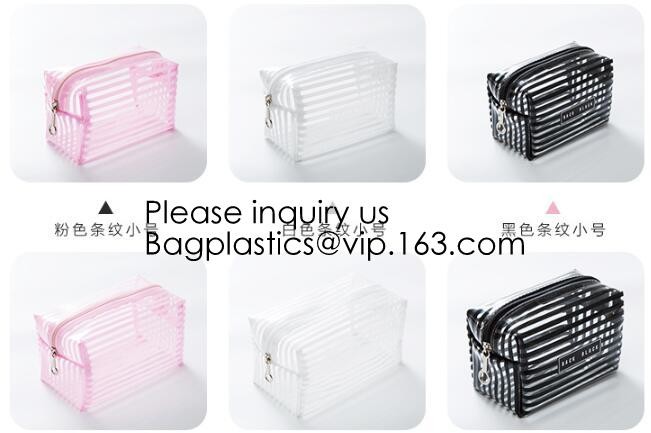 Clear Zipper Pouch with Strap Makeup Bag PVC Cosmetic Pouch,Printing Clear k Cosmetic PVC Pouch, bagease, bagplast
